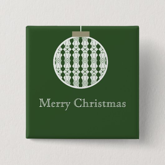 Art Deco Ornament Holday Button, Holly Green Vierkante Button 5,1 Cm (Voorkant)