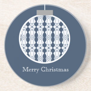 Art Deco Ornament Holiday Onderzetter, donkerblauw Zandsteen Onderzetter