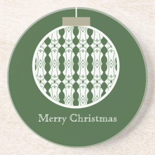 Art Deco Ornament Holiday Onderzetter, Holly Green Zandsteen Onderzetter
