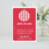 Art Deco Ornament Holiday Wedding RSVP Kaart, rood (Staand voorkant)