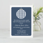 Art Deco Ornament Kerstfeest | Blauw Kaart (Staand voorkant)