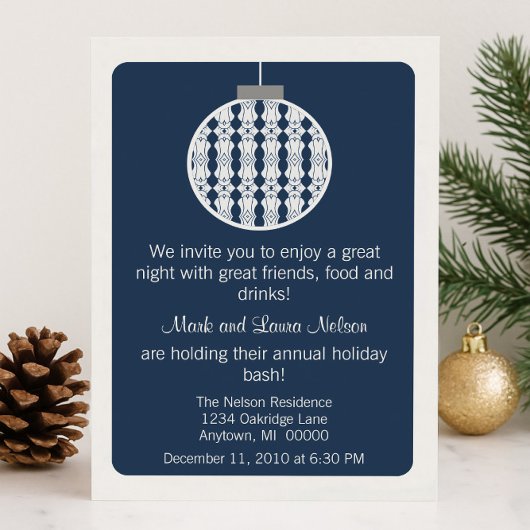 Art Deco Ornament Kerstfeest | Blauw Kaart