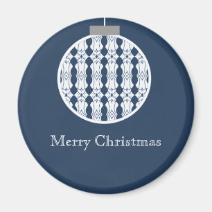 Art Deco-ornament Kerstmagneet, Donkerblauw Magneet
