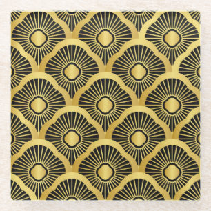 Art Deco Ornament: Naadloos  Glazen Onderzetter