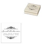 Art Deco Ornament & Stijlvol Script Retouradres Rubberstempel (Gestempeld)