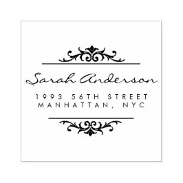Art Deco Ornament & Stijlvol Script Retouradres Rubberstempel