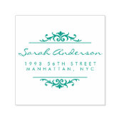 Art Deco Ornament & Stijlvol Script Retouradres Zelfinktende Stempel (Design)