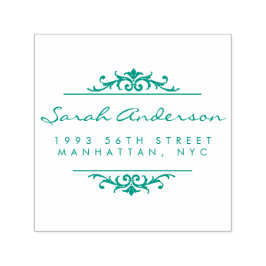Art Deco Ornament & Stijlvol Script Retouradres Zelfinktende Stempel