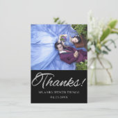 Art Deco Ornamental | Geometrisch zwart en zilver Bedankkaart (Staand voorkant)