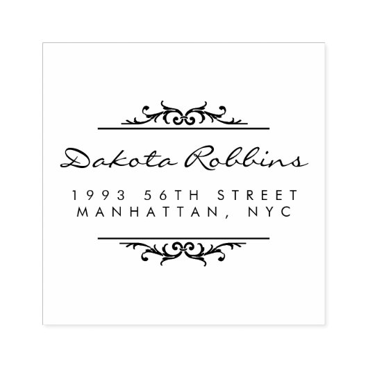Art Deco Ornamenten & Kalligrafie Retouradres Rubberstempel (Afrduk)