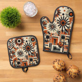 Art Deco Ovenwant & Pannenlap Set (Top down)