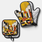 Art Deco Ovenwant & Pannenlap Set (Voorkant / Achterkant)