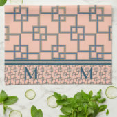 Art Deco overlappende vierkanten (monogram) Theedoek (Gevouwen)