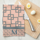 Art Deco overlappende vierkanten (monogram) Theedoek (Quarter Fold)