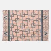 Art Deco overlappende vierkanten (monogram) Theedoek (Horizontaal)