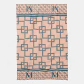 Art Deco overlappende vierkanten (monogram) Theedoek (Verticaal)