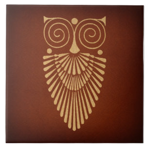 Art Deco Owl Antiek Rustic Brown Style Tegeltje
