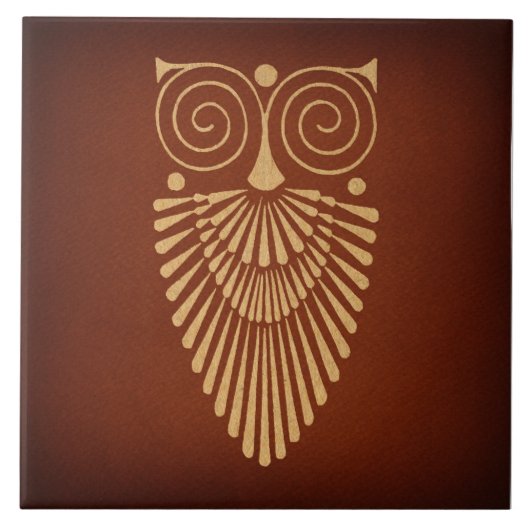  Art Deco Owl Antiek Rustic Brown Style Tegeltje (Voorkant)