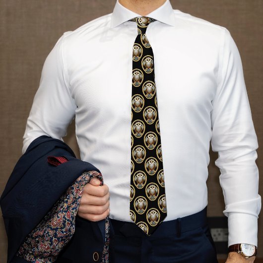 Art Deco Owl - Historische Era Elegance uit 1930 Stropdas