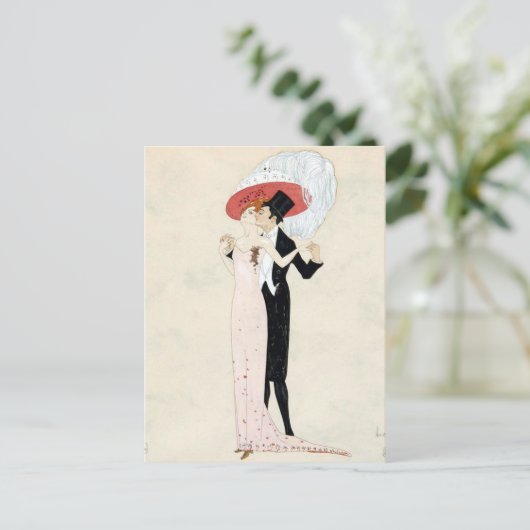  Art Deco Paar door Leo Rauth Briefkaart (Staand voorkant)