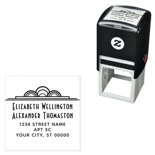 Art Deco Paar Twee Namen #3 Ret Adres Stempel (In situ)