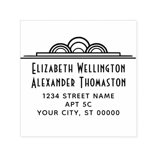 Art Deco Paar Twee Namen #3 Ret Adres Stempel (Design)