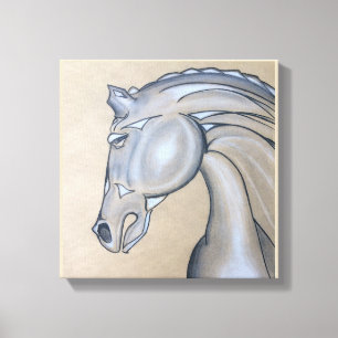 Art Deco Paard op Canvas