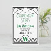 Art Deco Paard Racing Party met Groene Accenten Kaart (Staand voorkant)