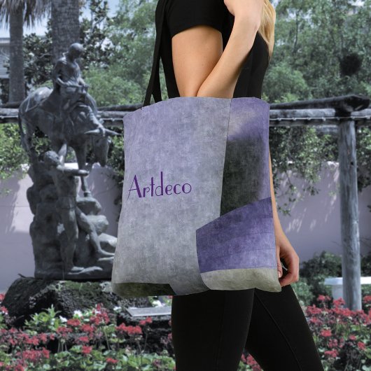 Art Deco Paars en Green Abstract Pattern Tote Bag