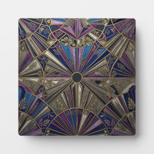 Art Deco Paars Goud Zonneburst Fotoplaat