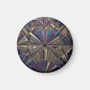 Art Deco Paars Goud Zonneburst Magneet