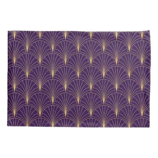 Art Deco Paarse en gouden Art Deco Kussensloop (Achterkant)