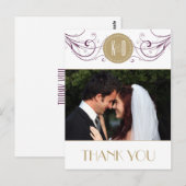 Art Deco paarse en taupe Dank u kaart (Voorkant / Achterkant)