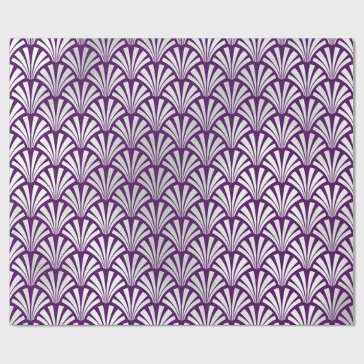 Art Deco Paarse Silver Grey Scales Seashells Cadeaupapier (Vlak)