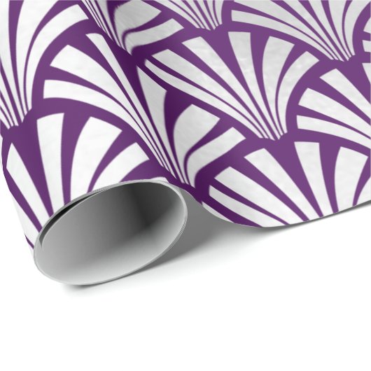 Art Deco Paarse Silver Grey Scales Seashells Cadeaupapier (Rol Hoek)