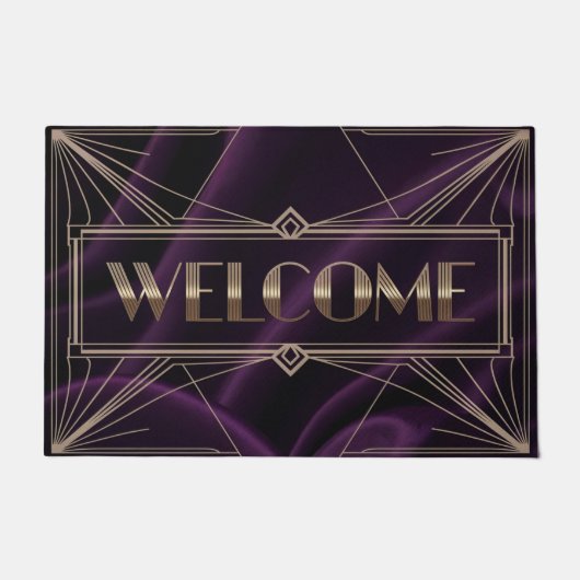 Art Deco Paarse Welkomstdeurmat Deurmat (Voorkant)