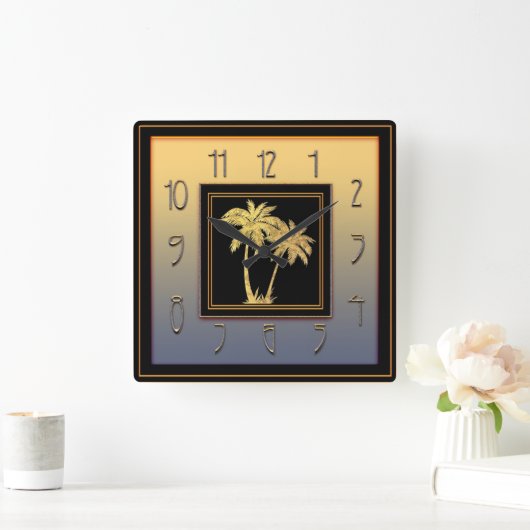 Art Deco Palm Square Vierkante Klok (Huis)