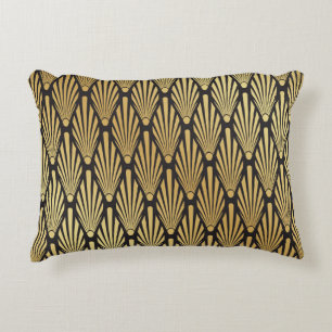 Art Deco palmen: zwart goud. Accent Kussen
