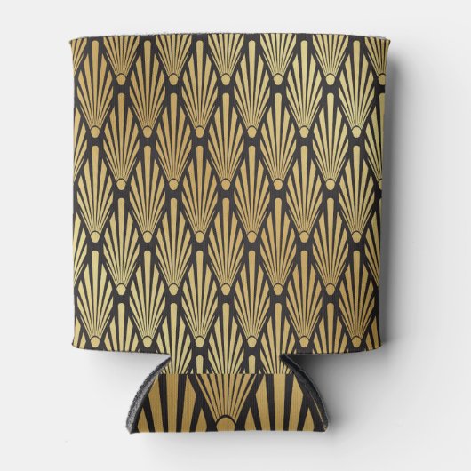 Art Deco palmen: zwart goud. Blikjeskoeler (Voorkant)