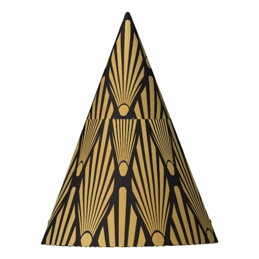 Art Deco palmen: zwart goud. Feesthoedjes (Voorkant)