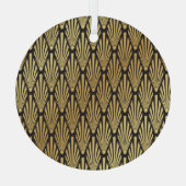 Art Deco palmen: zwart goud. Glas Ornament (Achterkant)