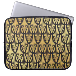 Art Deco palmen: zwart goud. Laptop Sleeve