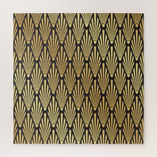 Art Deco palmen: zwart goud. Legpuzzel (Verticaal)