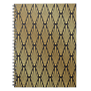 Art Deco palmen: zwart goud. Notitieboek