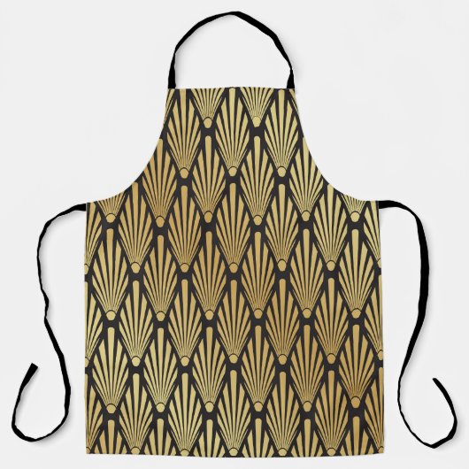 Art Deco palmen: zwart goud. Schort (Voorkant)