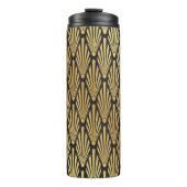 Art Deco palmen: zwart goud. Thermosbeker (Voorkant)