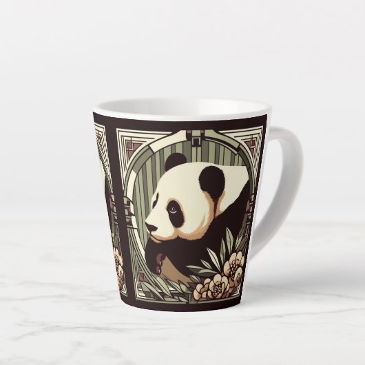 Art Deco Panda Beer 12oz Mok (Rechterhoek)