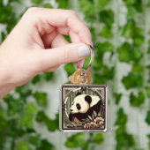 Art Deco Panda Beer Sleutelhanger (Hand)