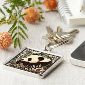 Art Deco Panda Beer Sleutelhanger (Zijkant)