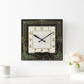 Art Deco Panter Vierkante Klok (Huis)